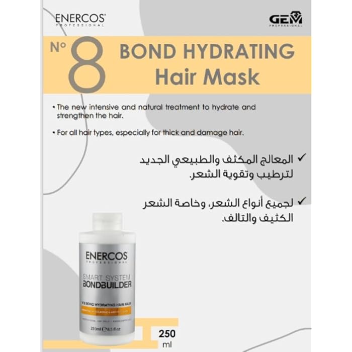 Enercos Smart Bond Builder No.8 New Intensive & Natural Treatment to Moisturize and Strengthen Hair for All Hair Types Especially Thick & Damaged Hair 250ml - Image 2